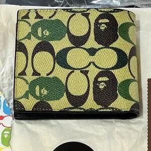 小物 A BATHING APE X COACH COIN WALL Coach x Bape Coin Wallet Signature Canvas With Ape Head Black